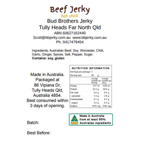 Hot Chilli G Beef Jerky Premium Australian Jerky