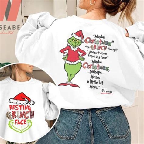 Hot Christmas Resting Grinch Face Grinch Crewneck Sweatshirt Wiseabe