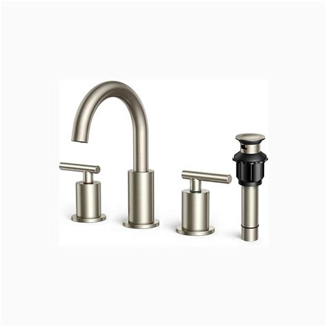 Forious 8 Inch Brushed Nickel Widespread Bathroom Faucet With High Arc 360 Degree Swivel Spout