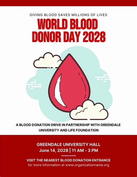 White And Red Illustration World Blood Donor Day Poster Venngage