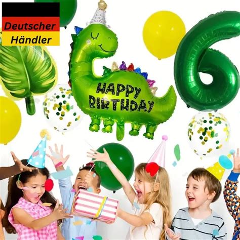 DINO BALLON SET Kindergeburtstag Kinder Dinosaurier Luftballon Deko