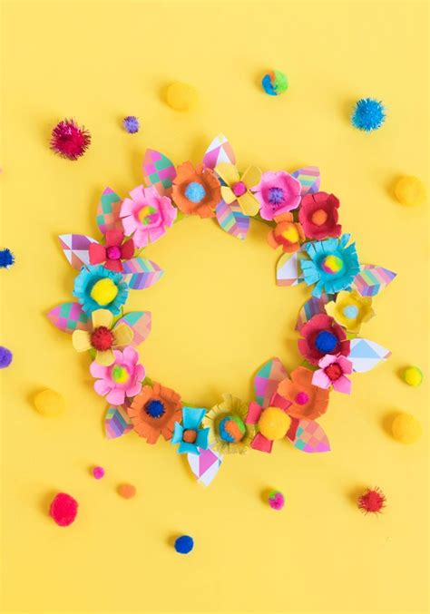 Mom Week Egg Carton Flower Wreath Design Improvised