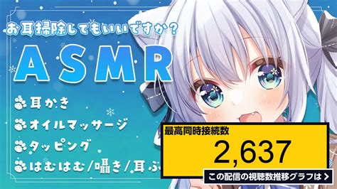 ライブ同時接続数グラフ『 Asmr お耳掃除してもいいですか？眠れる音で朝までぐっすりasmr Binaural耳かきマッサージタッピングはむはむ睡眠導入 Earcleaning