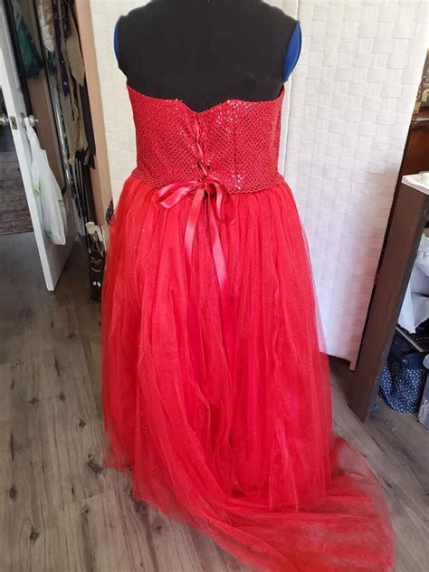 Red Glitter Bustier Princess Dress With Rhinestones Etsy