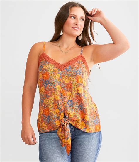 Daytrip Floral Front Tie Tank Top Women S Tank Tops In Rust Buckle