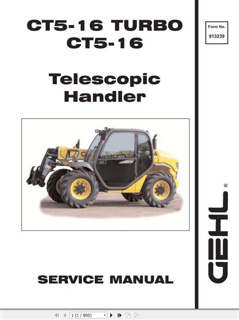 Gehl Ct5 16 Ct5 16 Turbo Telescopic Handlers Service Manual 913239 Pdf