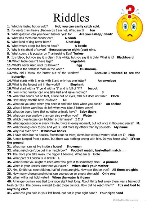 Funny Riddles With Answers Printable