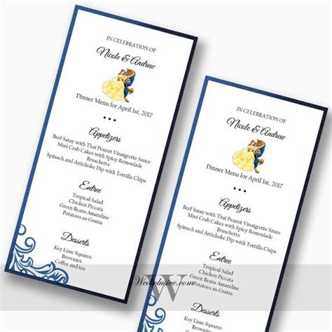 Beauty And The Beast Wedding Menus Menus For By Wedsclusive Beauty