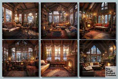 Winter Cabin Interior | Christmas Holiday Background - So Fontsy