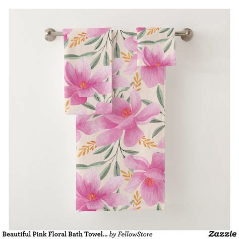 Beautiful Pink Floral Bath Towel Set Floral Bath Towels Art Wall Wall