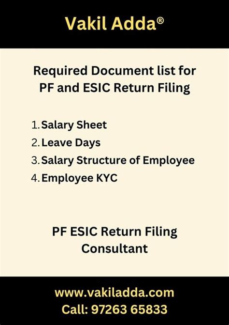 pf esic return filing consultant pf consultant vakil adda