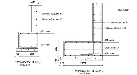 120x60 Mm Column Section View Autocad File Cadbull