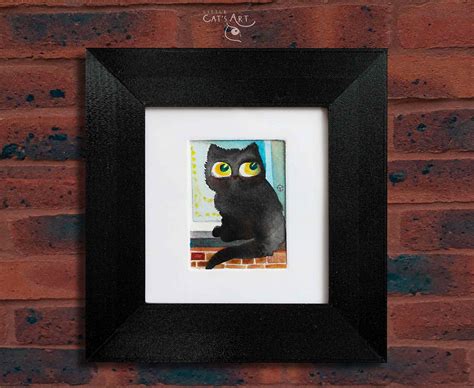 Black cat gossiping on the window sill - Little Cat's Art