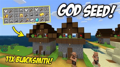 Minecraft Bedrock Seed 11x Blacksmith Village God Seed YouTube