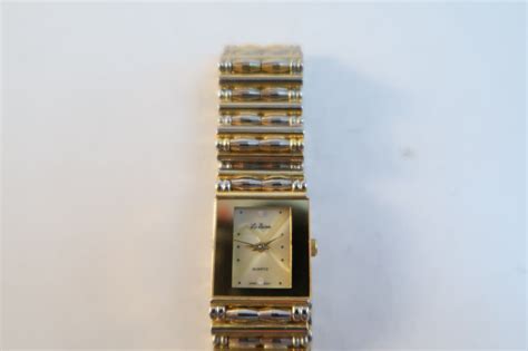 Le Baron Quartz Womens Watch Gold Band Perl Face Id Ent Japan