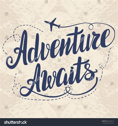 Template Modern Lettering Adventure Awaits Stock Vector Royalty Free