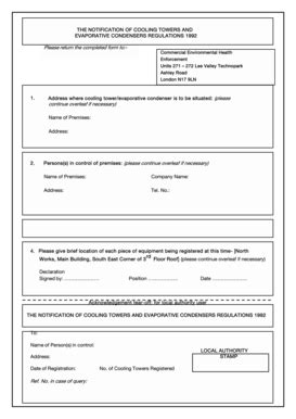 Fillable Online Haringey Gov Registration Of Cooling Towers And