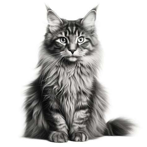 Gato De Gato Mainecoon Vector Premium