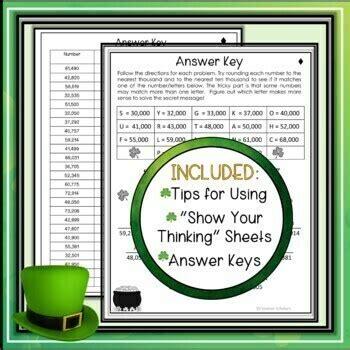 St Patrick S Day Leveled Rounding Worksheets Secret Messages Print And