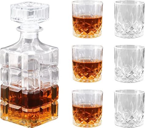 Bemodst Whisky Glasses Piece Whisky Decanter Set With Lead Free