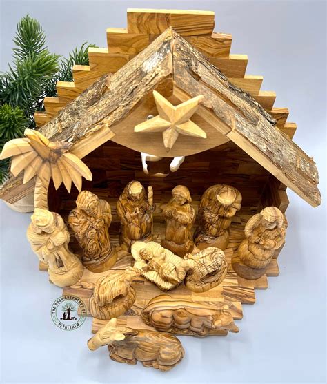 Large Musical Nativity Set 12 Piece Music Box Olive Wood - Etsy