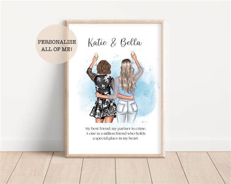 Best Friend Print Personalised Wall Art Custom Friend Prints Etsy