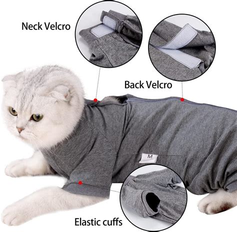 Lianzimau Cat Surgery Recovery Suit S Long Sleeve Spay Surgical Vest