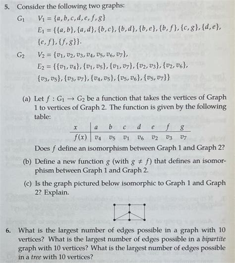 Solved 5 Consider The Following Two Graphs G1 Vi