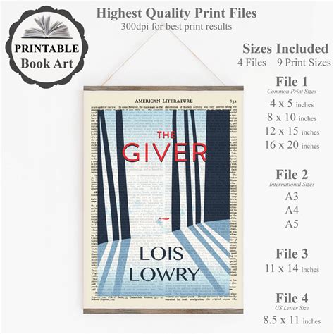 Printable 'the Giver' Poster Book Cover Print on a - Etsy