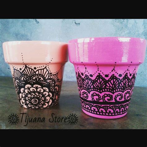 Macetas Pintadas Con Mandalas By Tijuana Store Clay Pot Crafts