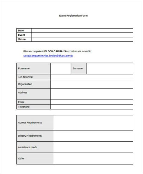 Event Registration Template Word