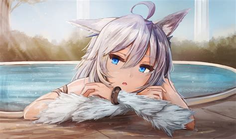 Wallpaper 2d Anime Girls Blue Eyes Cat Ears Neko Ears Nekomimi Short Hair 3675x2175