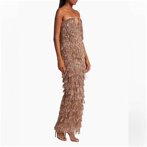 Bronx And Banco Dresses Bronx Banco Isle Sequin Fringe Gown In Rose