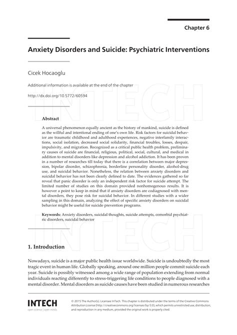 Pdf Anxiety Disorders And Suicide Psychiatric Interventions