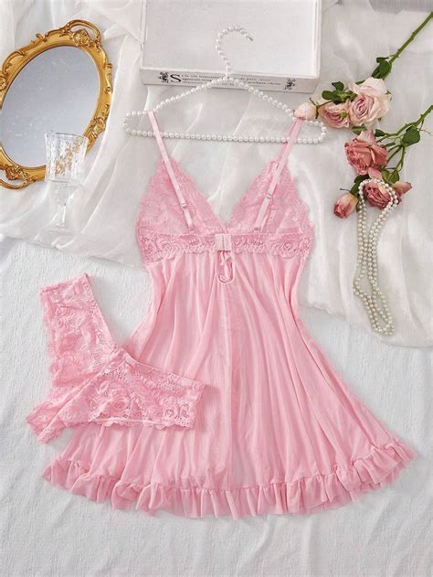 Pcs Set Women Sexy Lace Lingerie Sleepwear Set For Homewear Shein Uk
