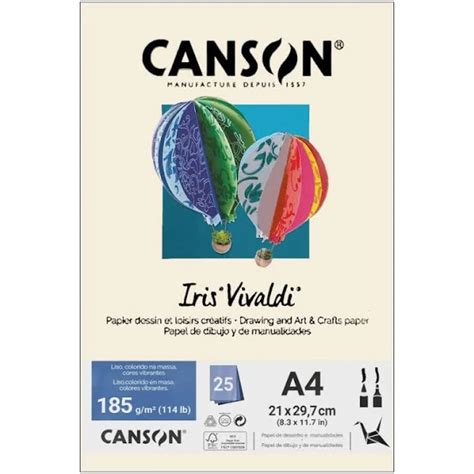 Papel A4 185g Canson Iris Vivaldi Creme 25 Folhas Canson Entrega