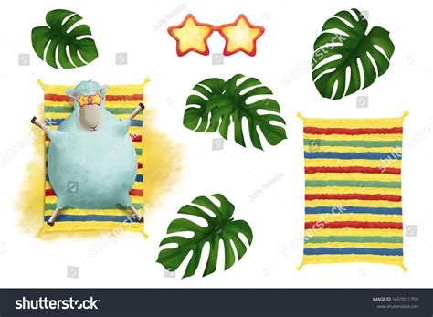 Bright Hot Summer Clip Art Set Stock Illustration 1607071759 Shutterstock
