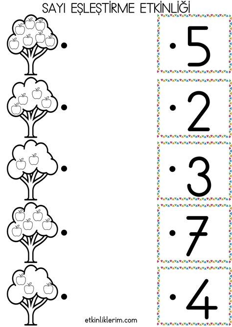 Sayı Eşleştirme Çalışma Sayfası Okul Öncesi Etkinliklerim Valentine