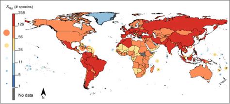 Global Map Of SNat The Number Of Species Native To A Country But