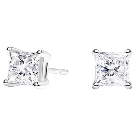 White Gold Princess Cut Diamond 806ctw Stud Earrings For Sale At 1stdibs