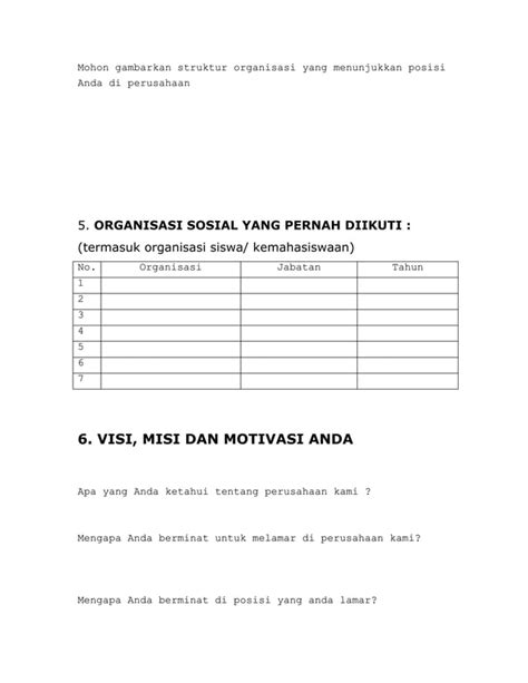 Contoh Formulir Aplikasi Kerja Karyawan By Daniel Doni Sundjojo