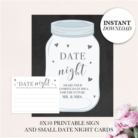 Date Night Sign Date Night Jar Sign And Cards Ball Jar Etsy Date Night Jar Country Bridal