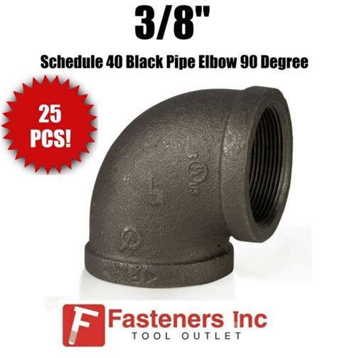 Qty 25 38 Black Iron Pipe Threaded 90° Degree Elbow Fittings