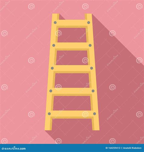 Icono De Escalera De Madera De Estilo Plano Ilustración del Vector