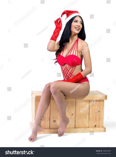 Sexy Asian Woman Red Bikini Posing Stock Photo 700493587 Shutterstock