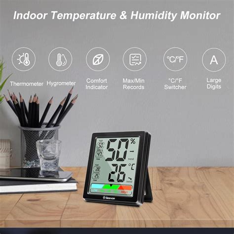 Geevon Digital Hygrometer Indoor Thermometer Room Thermometer And