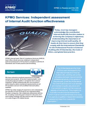 Fillable Online Kpmg Services Independent Assessment Fax Email Print