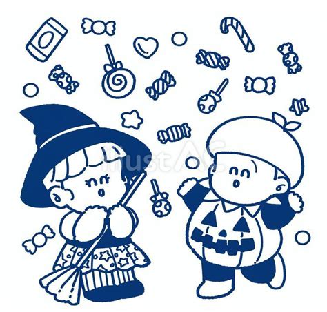 ハロウィンのお菓子に喜ぶ子どものイラストイラスト No 24352960／無料イラスト フリー素材なら「イラストac」