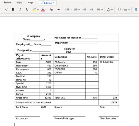 Salary Slip Excel Template