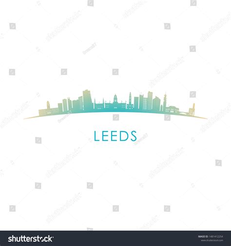 Leeds Skyline Silhouette Vector Design Colorful เวกเตอรสตอก ปลอดคา